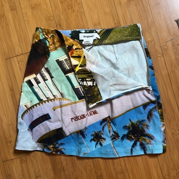 NWOT Desigual x Esteban Cortazar South Beach-print Mini Skirt small - Picture 7 of 9